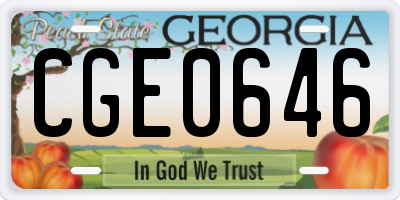 GA license plate CGE0646