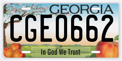 GA license plate CGE0662