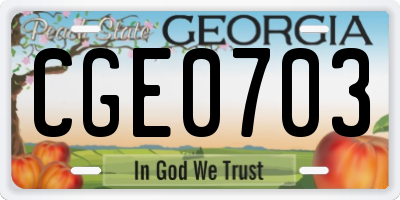 GA license plate CGE0703