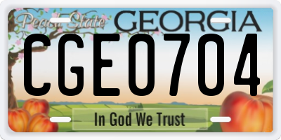 GA license plate CGE0704