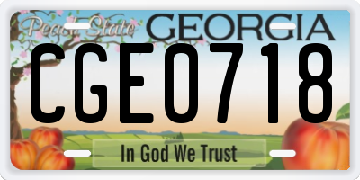 GA license plate CGE0718