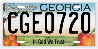 GA license plate CGE0720