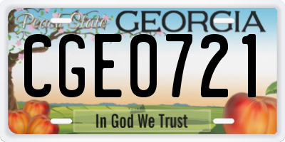 GA license plate CGE0721