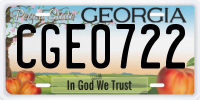 GA license plate CGE0722