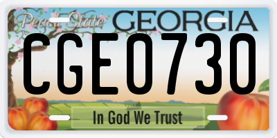 GA license plate CGE0730