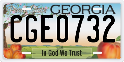 GA license plate CGE0732