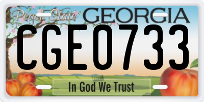 GA license plate CGE0733
