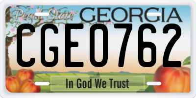 GA license plate CGE0762
