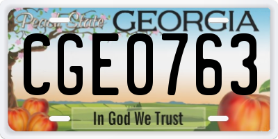 GA license plate CGE0763