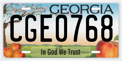 GA license plate CGE0768