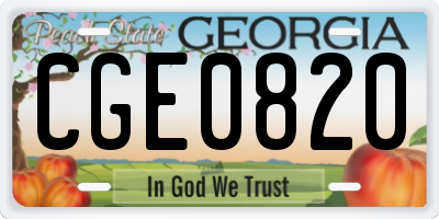 GA license plate CGE0820