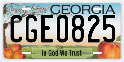 GA license plate CGE0825