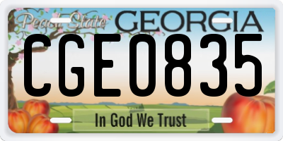 GA license plate CGE0835
