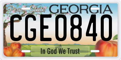 GA license plate CGE0840
