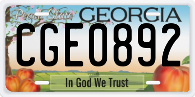 GA license plate CGE0892
