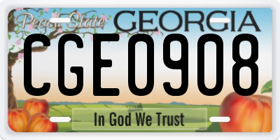 GA license plate CGE0908