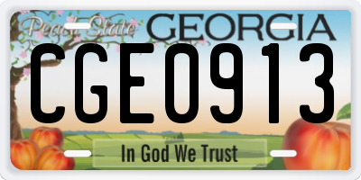 GA license plate CGE0913