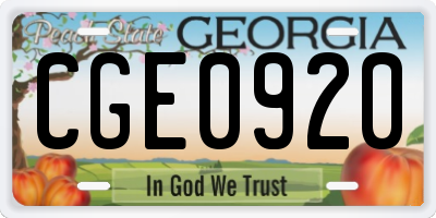 GA license plate CGE0920