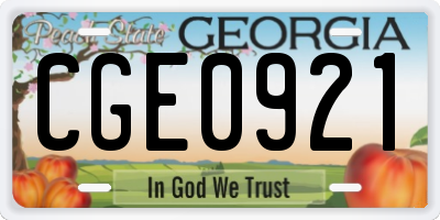 GA license plate CGE0921