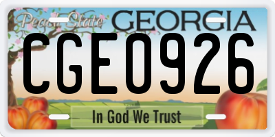 GA license plate CGE0926