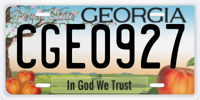 GA license plate CGE0927