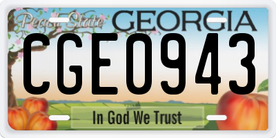 GA license plate CGE0943