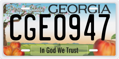 GA license plate CGE0947