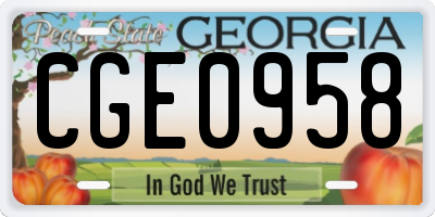 GA license plate CGE0958
