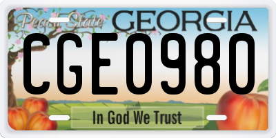 GA license plate CGE0980