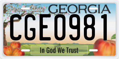 GA license plate CGE0981