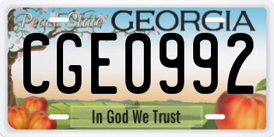GA license plate CGE0992