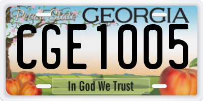 GA license plate CGE1005