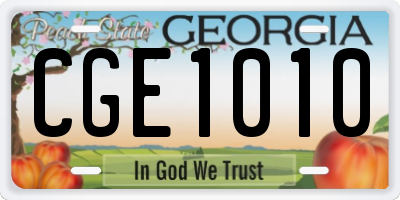 GA license plate CGE1010