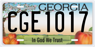 GA license plate CGE1017