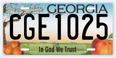 GA license plate CGE1025