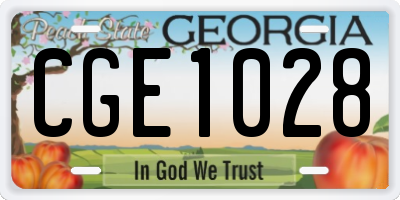 GA license plate CGE1028