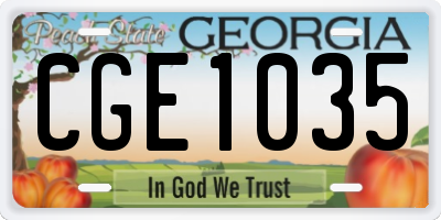 GA license plate CGE1035