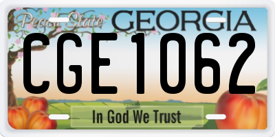 GA license plate CGE1062