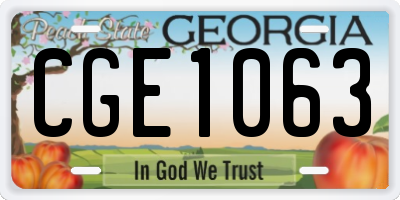 GA license plate CGE1063