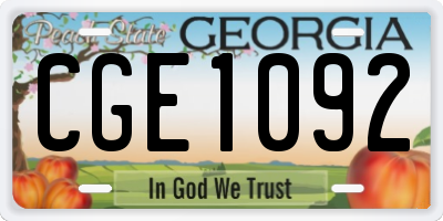 GA license plate CGE1092