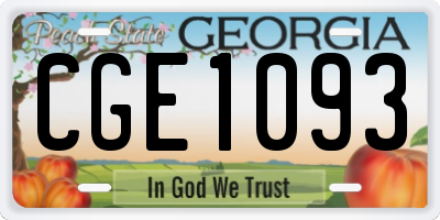GA license plate CGE1093