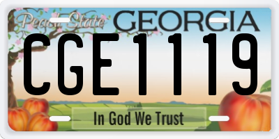 GA license plate CGE1119