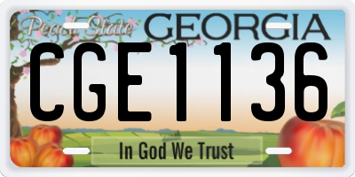 GA license plate CGE1136
