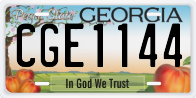 GA license plate CGE1144