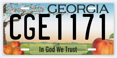 GA license plate CGE1171