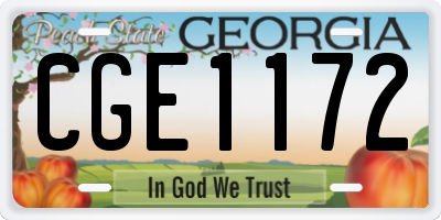 GA license plate CGE1172
