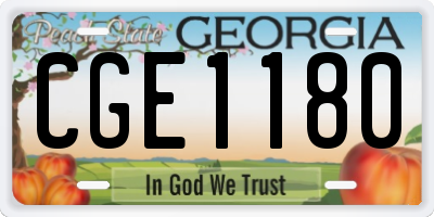 GA license plate CGE1180