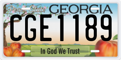 GA license plate CGE1189