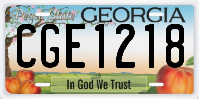 GA license plate CGE1218