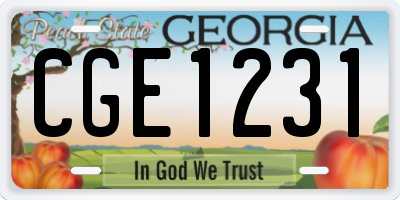 GA license plate CGE1231